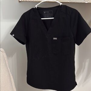 Figs Black V-Neck Scrub Shirt